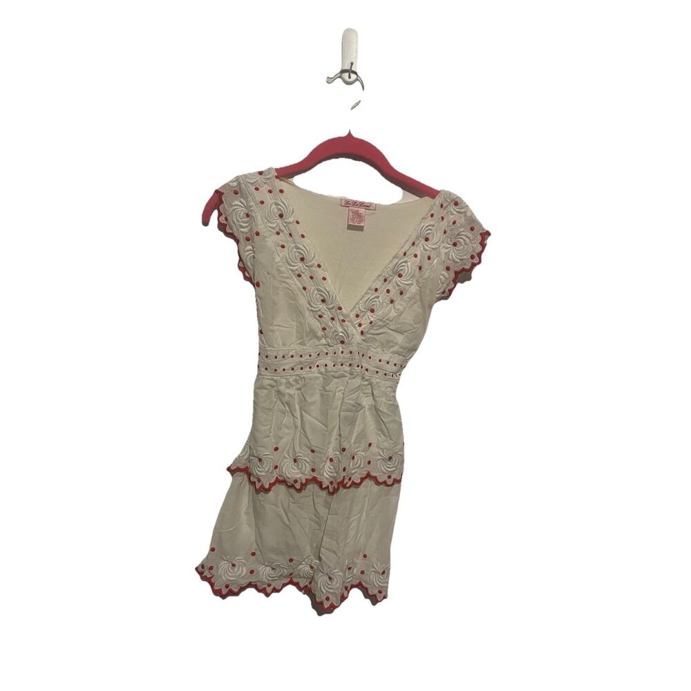White And‎ Red Embroider Details Y2K Vintage Tank Top Size Small